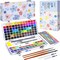 128 Colors Washable Watercolor Paint Set with 4 Brushes, Portable Travel Water Color Kit with Carrying Case, Palette and Accessories, Non-Toxic Art Supplies Gift for Artists Adult Teen Kids Girls Boys